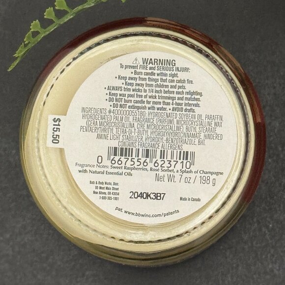 BBW Raspberry Mimosa Bath & Body Works Mason Jar Single Wick Candle - Picture 10 of 10